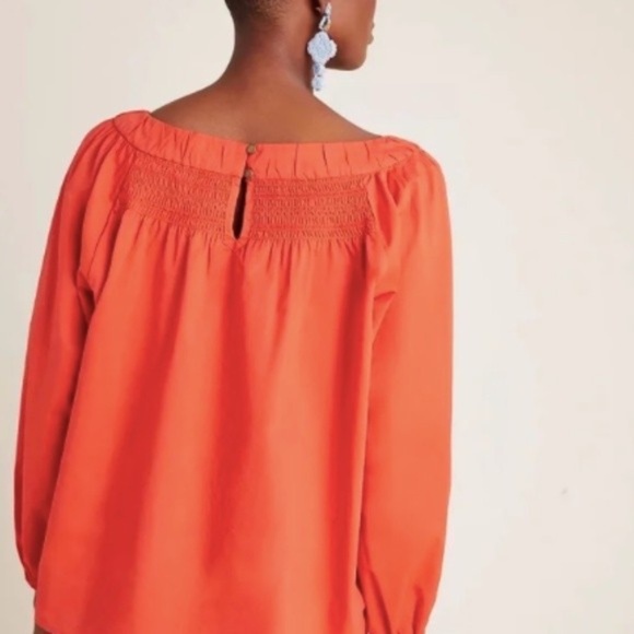 Maeve Anthropologie Boho Chic Puff Long Sleeve Blouse Orange Women's XS - Picture 3 of 4